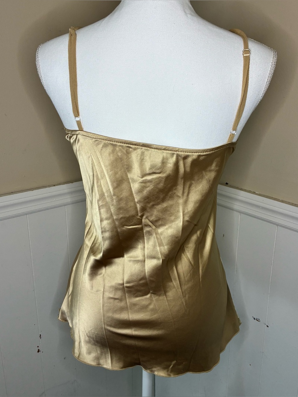 Vintage Gold Satin Babydoll Cami Size Medium - Picture 5 of 6